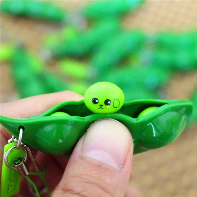 Squishy edamame fidget keychain you pop the beans on