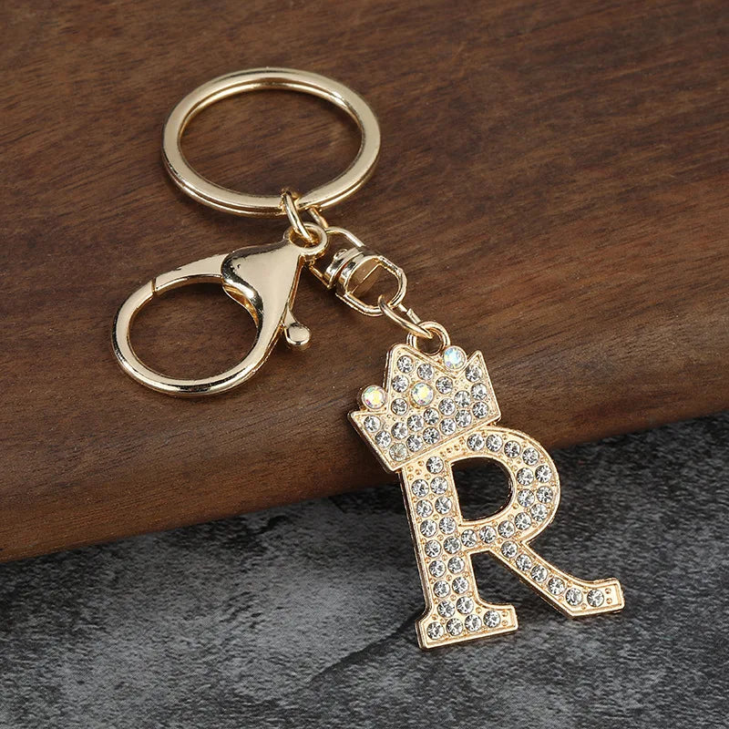 Rhinestone Initial Keychain