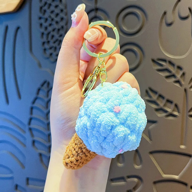 Crochet Ice Cream Cone Keychain
