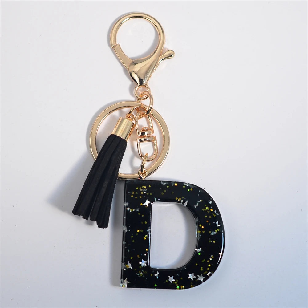 Glitter Initial Tassel Keychain (A–Z)