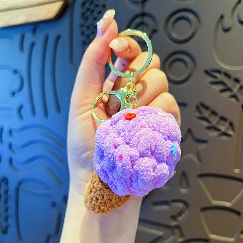 Crochet Ice Cream Cone Keychain