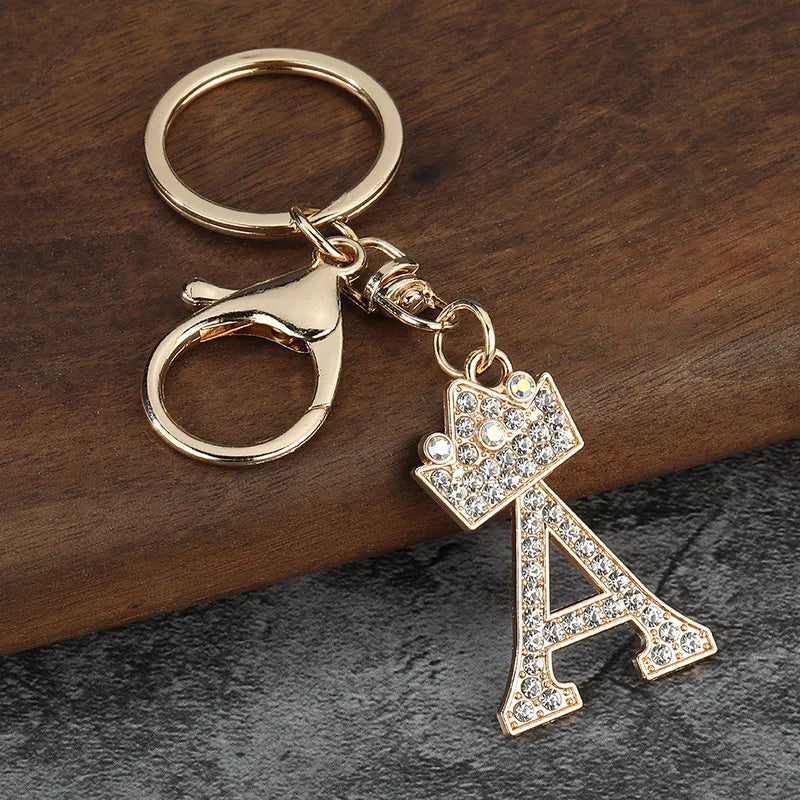 Rhinestone Initial Keychain
