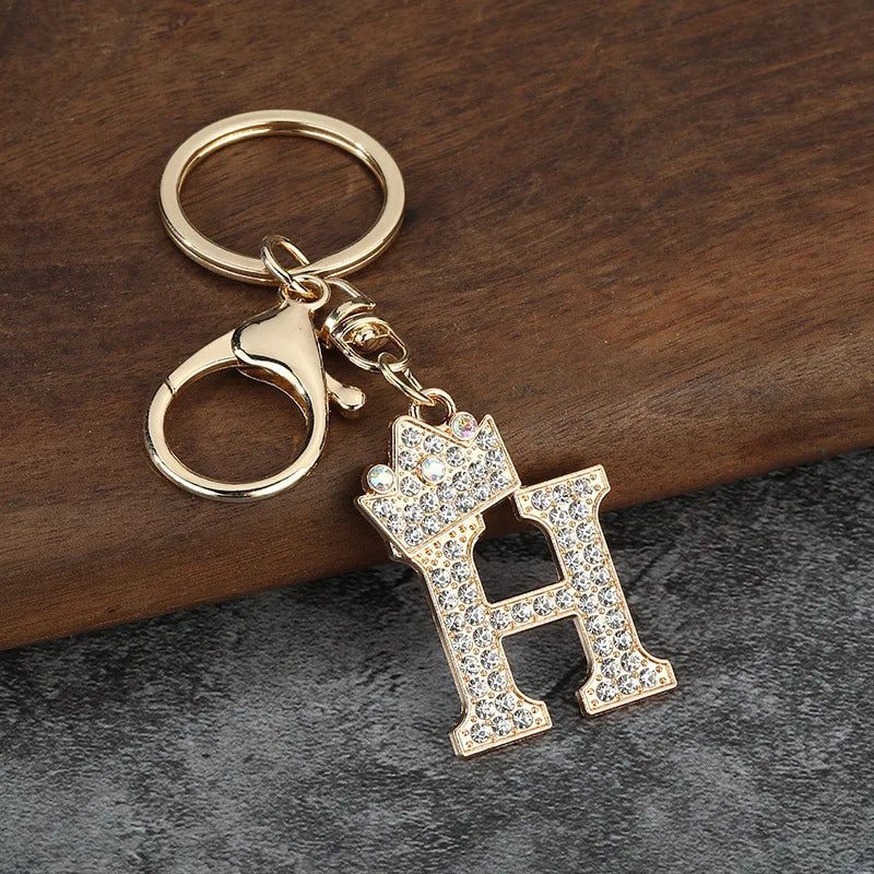Rhinestone Initial Keychain