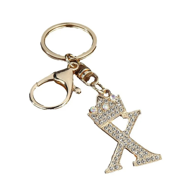 Rhinestone Initial Keychain