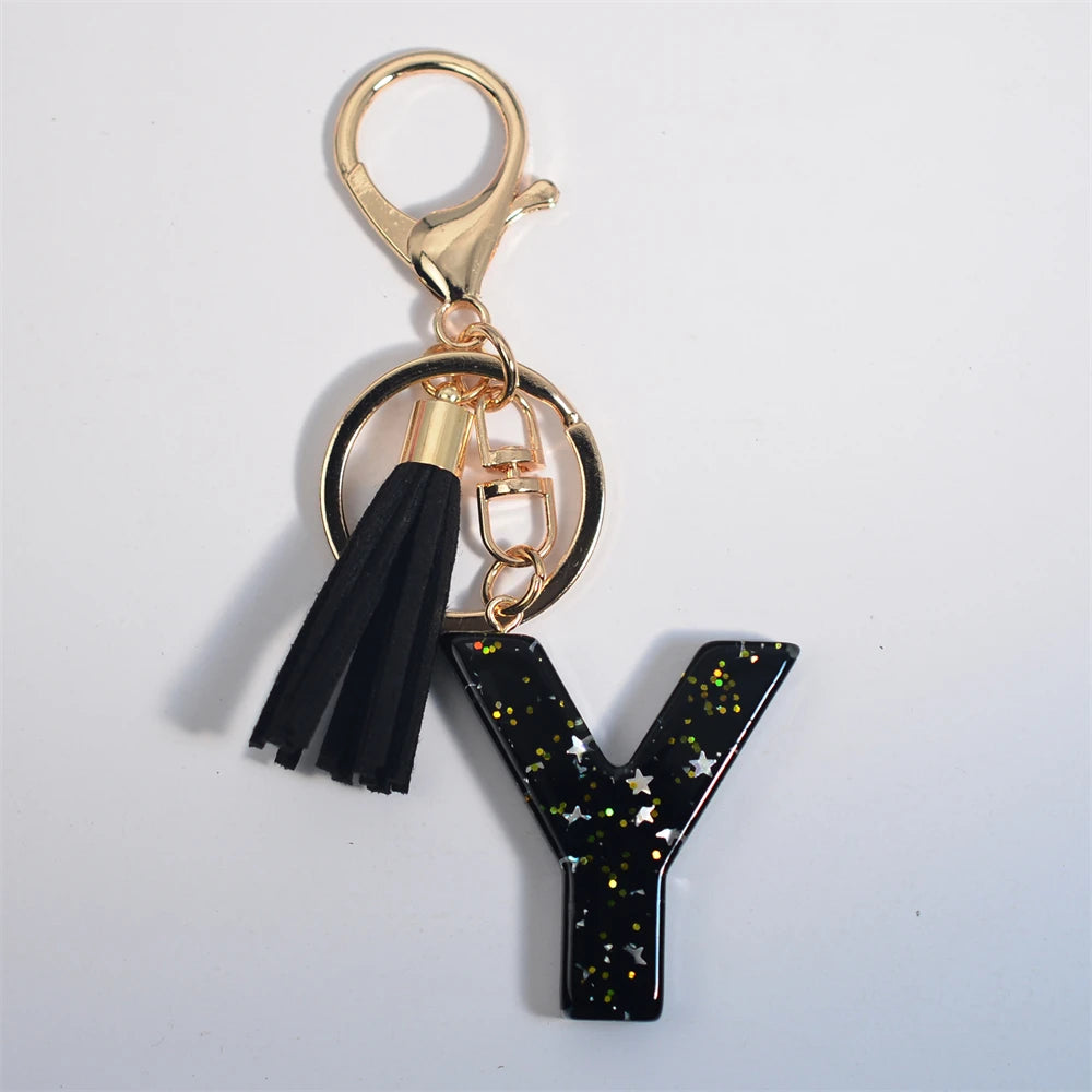 Glitter Initial Tassel Keychain (A–Z)