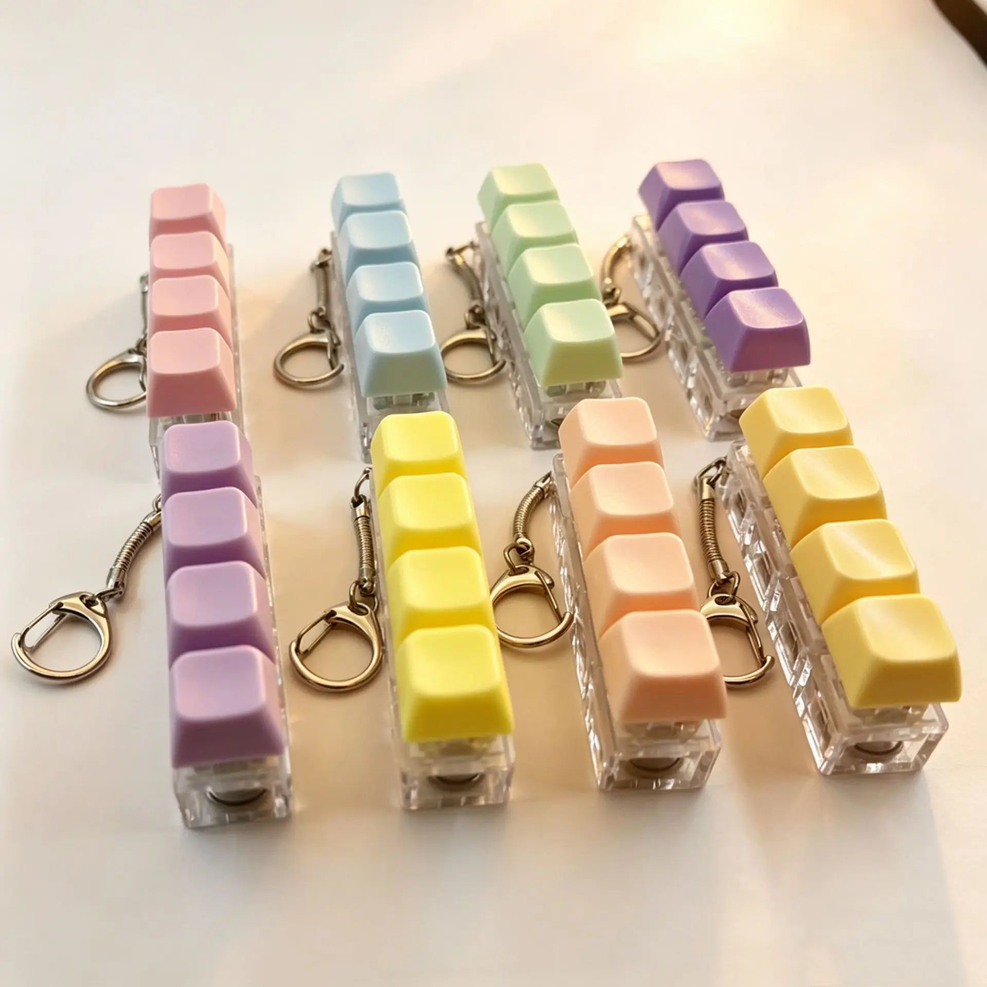 Pastel macaron clicky keyboard fidget charm keychain