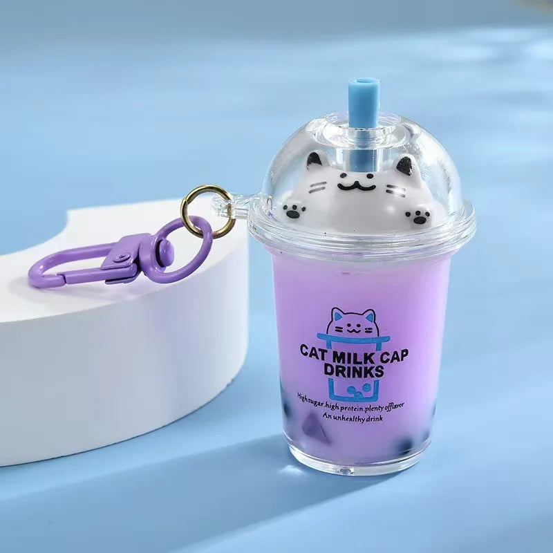 Cat Boba Milk Tea Keychain