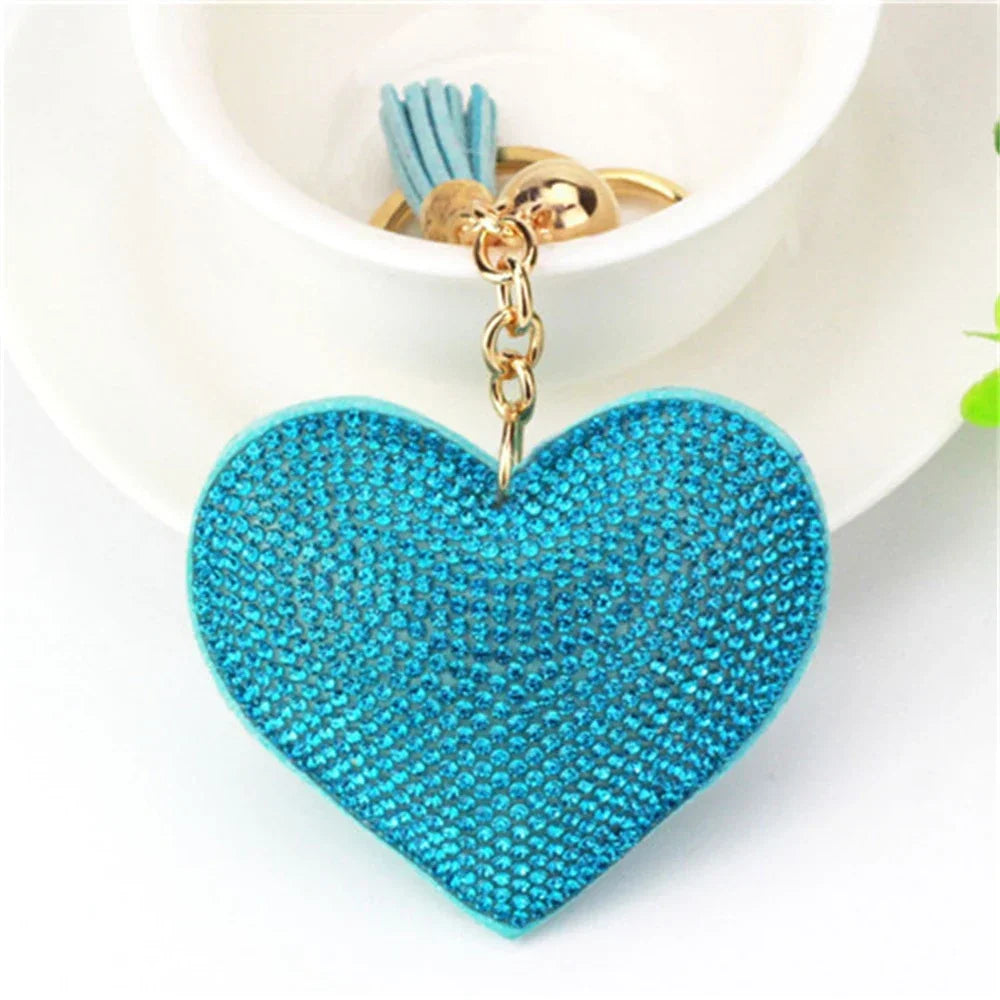 Rhinestone Heart Tassel Bag Charm