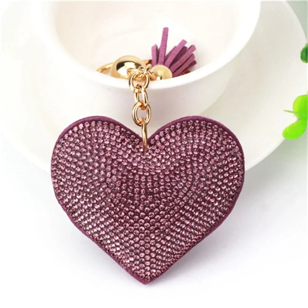 Rhinestone Heart Tassel Bag Charm