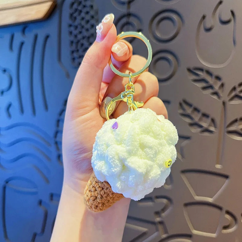 Crochet Ice Cream Cone Keychain