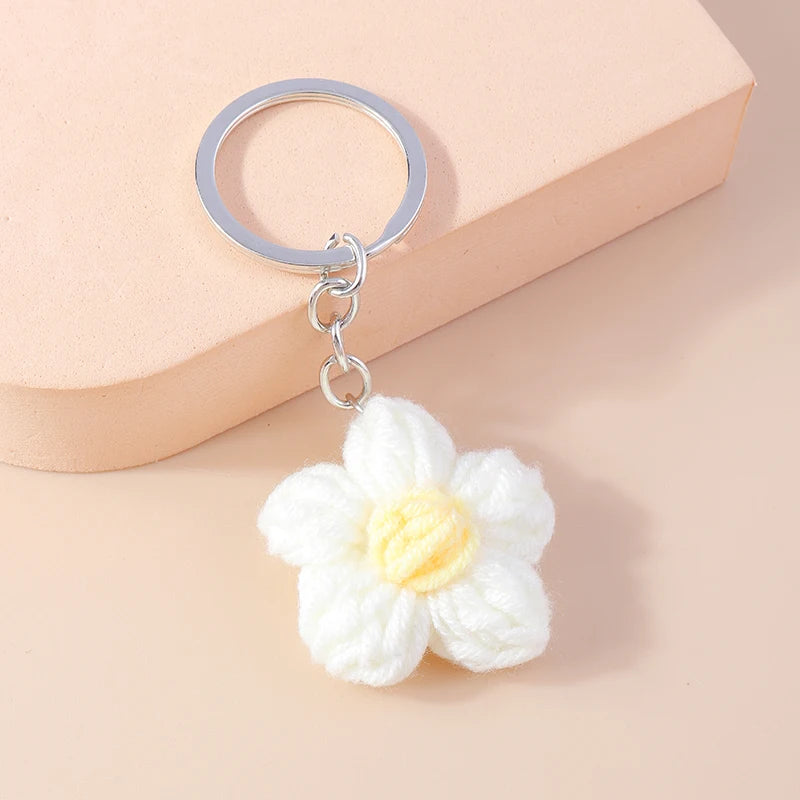 Crochet Strawberry & Daisy Keychain