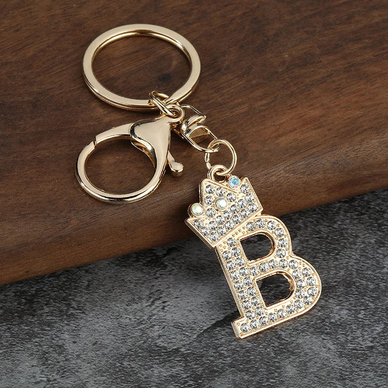 Rhinestone Initial Keychain