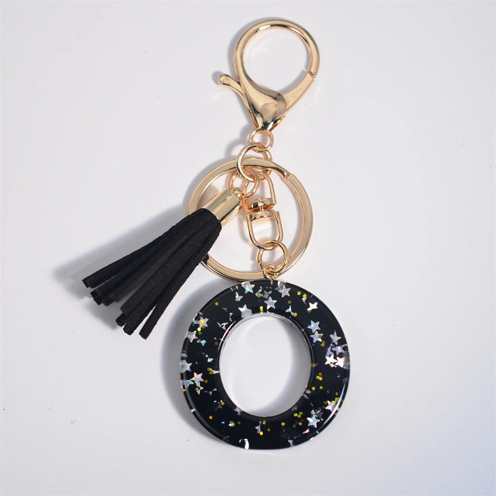 Glitter Initial Tassel Keychain (A–Z)