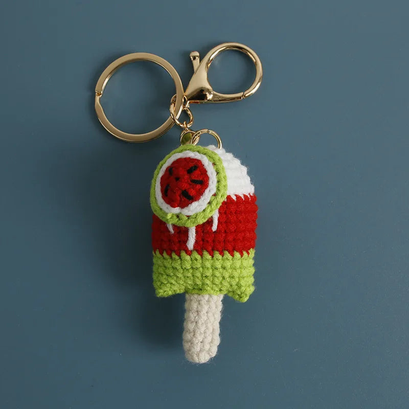 Crochet Ice Cream Cone Keychain