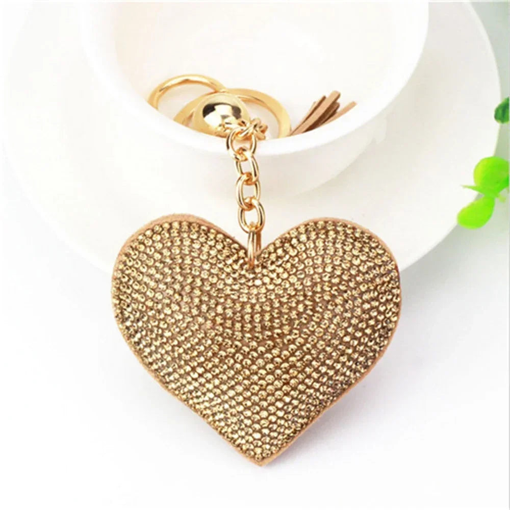 Rhinestone Heart Tassel Bag Charm