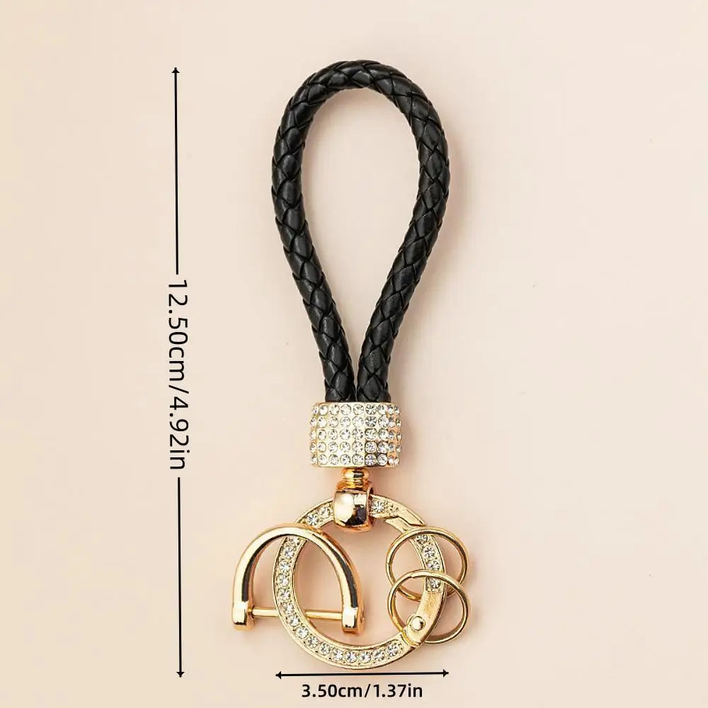 Braided Rhinestone Wristlet Keychain