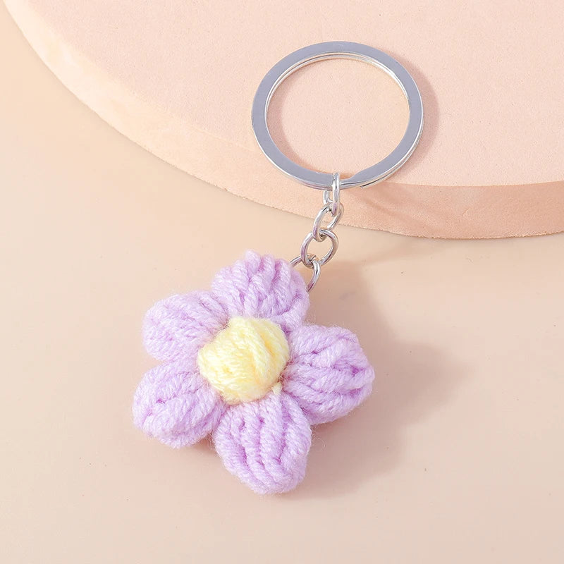 Crochet Strawberry & Daisy Keychain