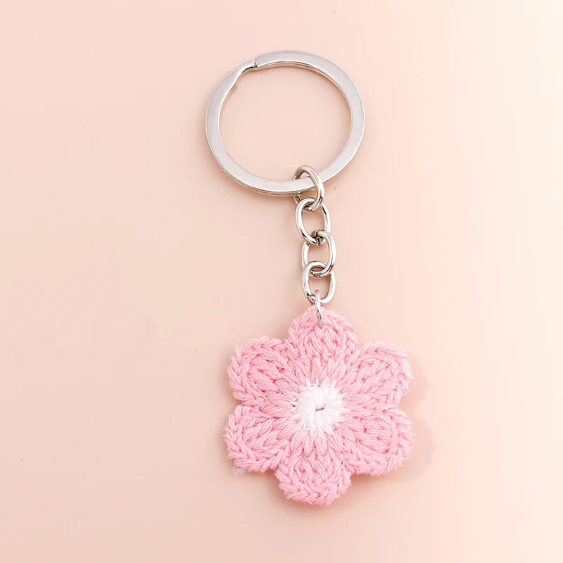 Crochet Strawberry & Daisy Keychain