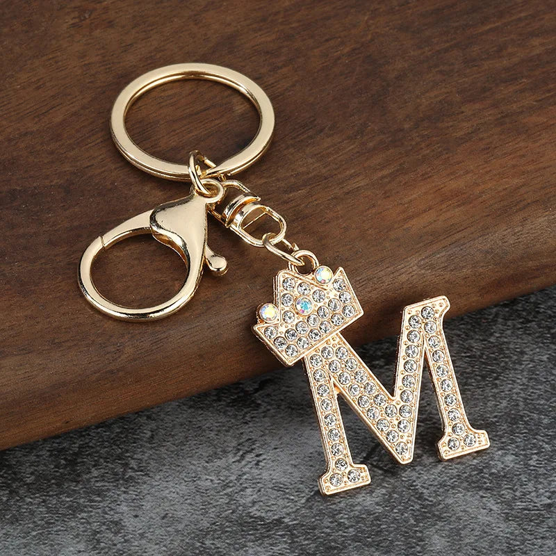 Rhinestone Initial Keychain