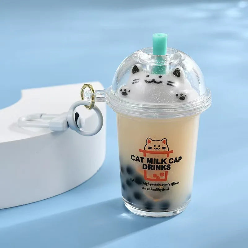 Cat Boba Milk Tea Keychain