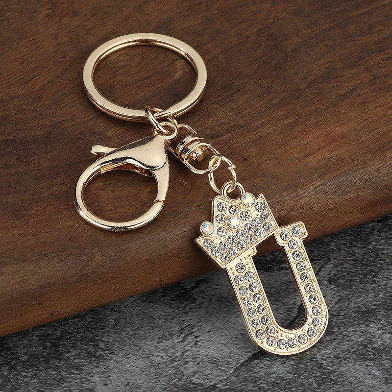 Rhinestone Initial Keychain