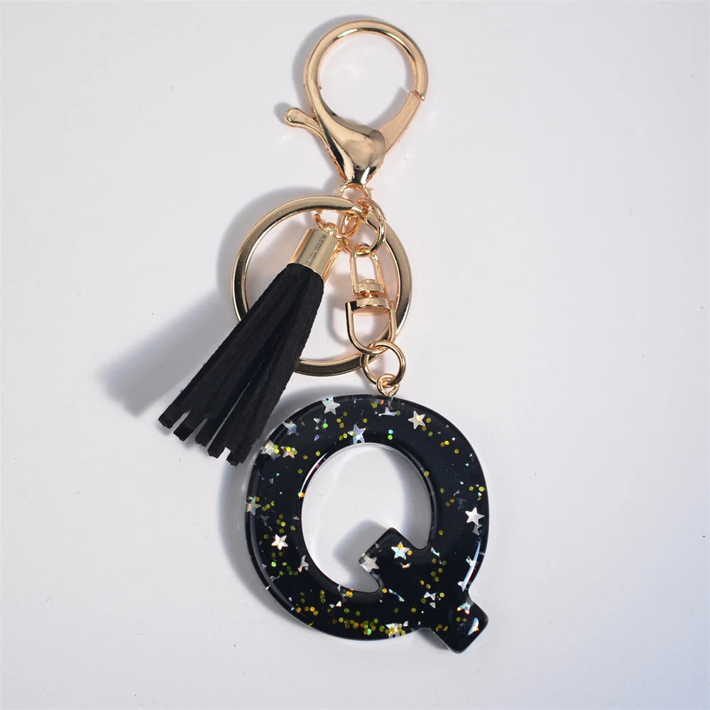 Glitter Initial Tassel Keychain (A–Z)