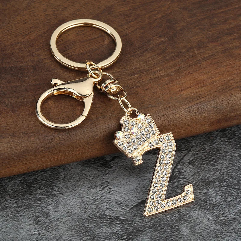 Rhinestone Initial Keychain
