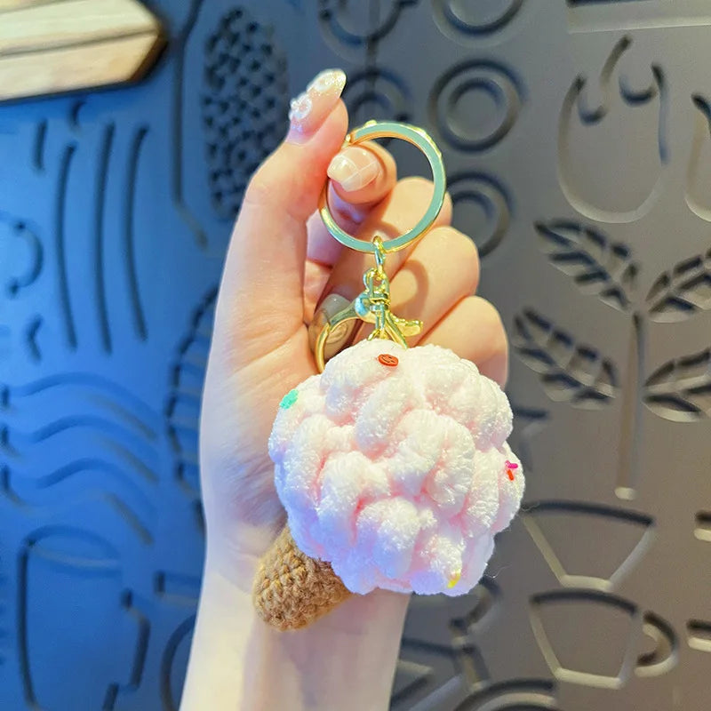 Crochet Ice Cream Cone Keychain