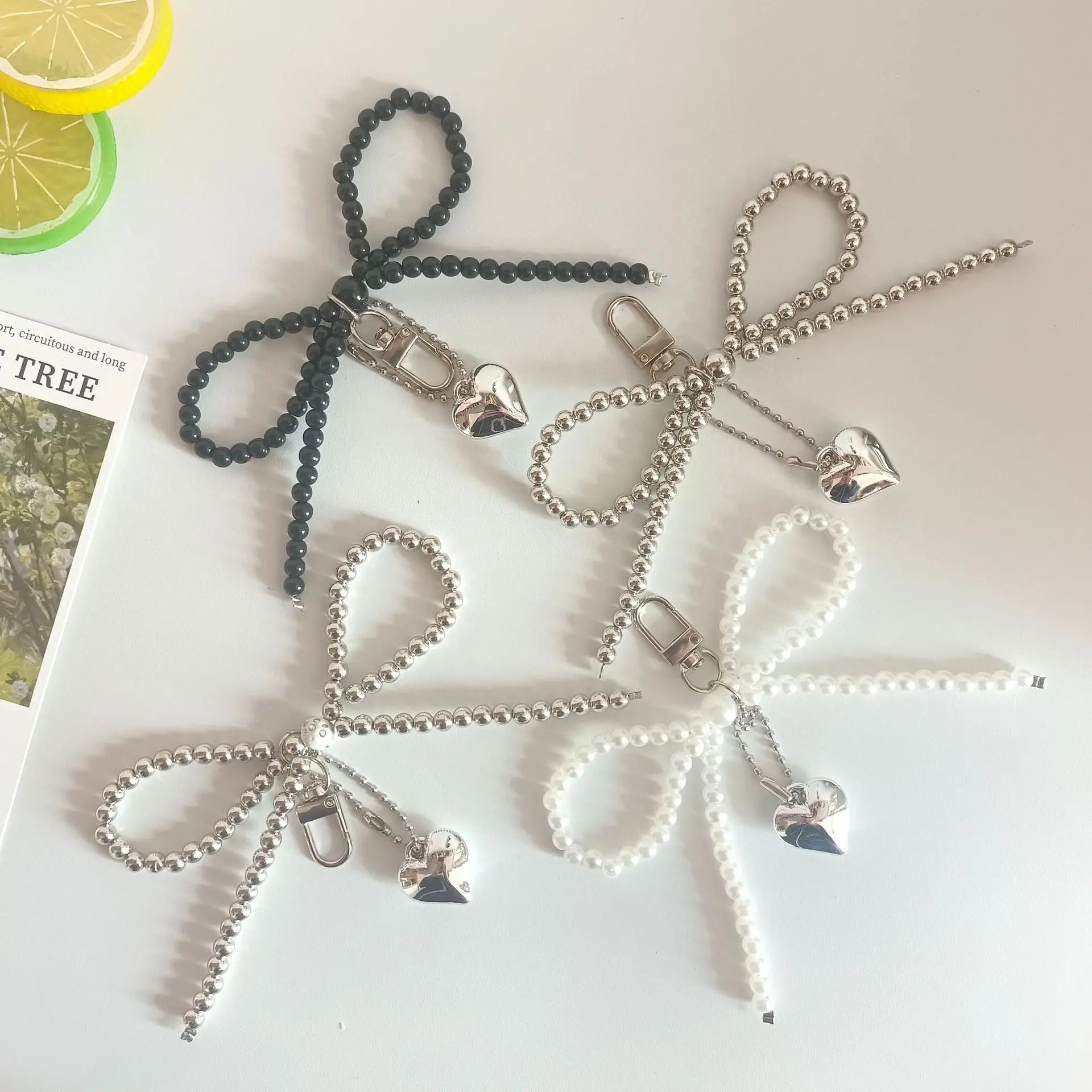 Pearl & Lace Bow Bag Charm