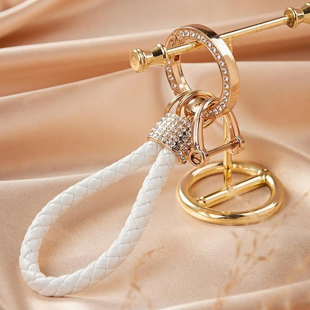 Braided Rhinestone Wristlet Keychain