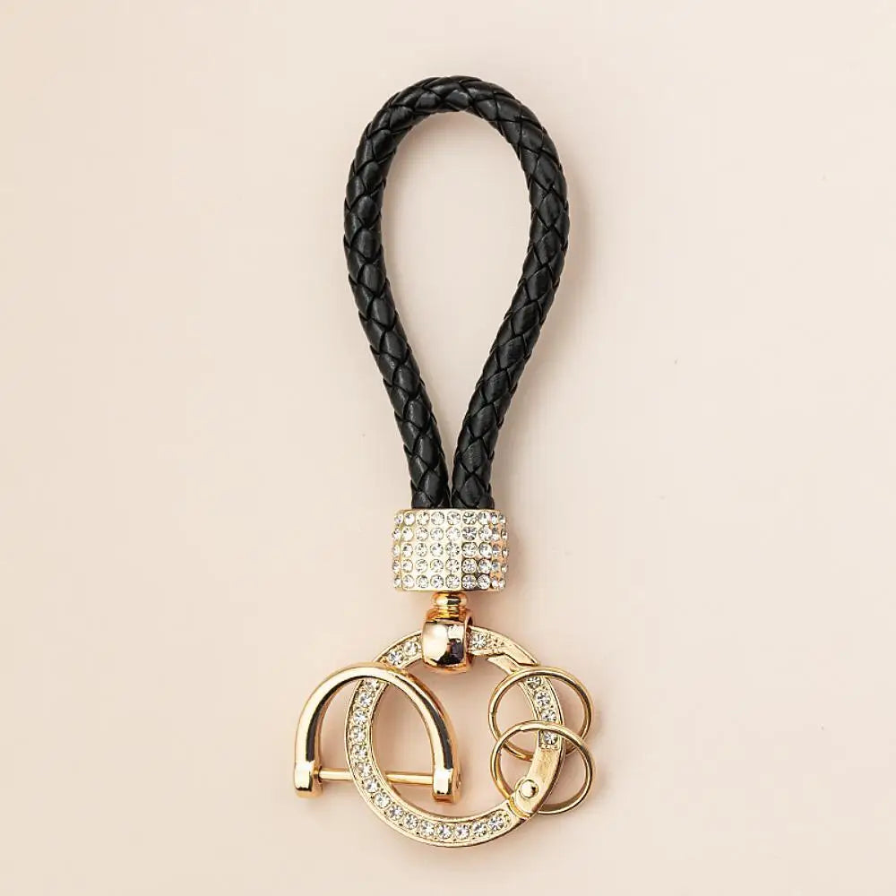 Braided Rhinestone Wristlet Keychain