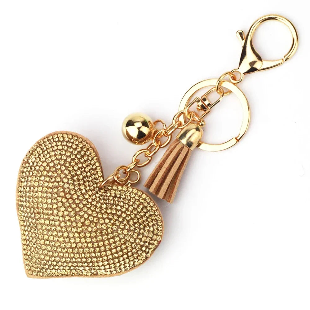 Rhinestone Heart Tassel Bag Charm