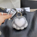 Fluffy Cat Paw Pompom Keychain