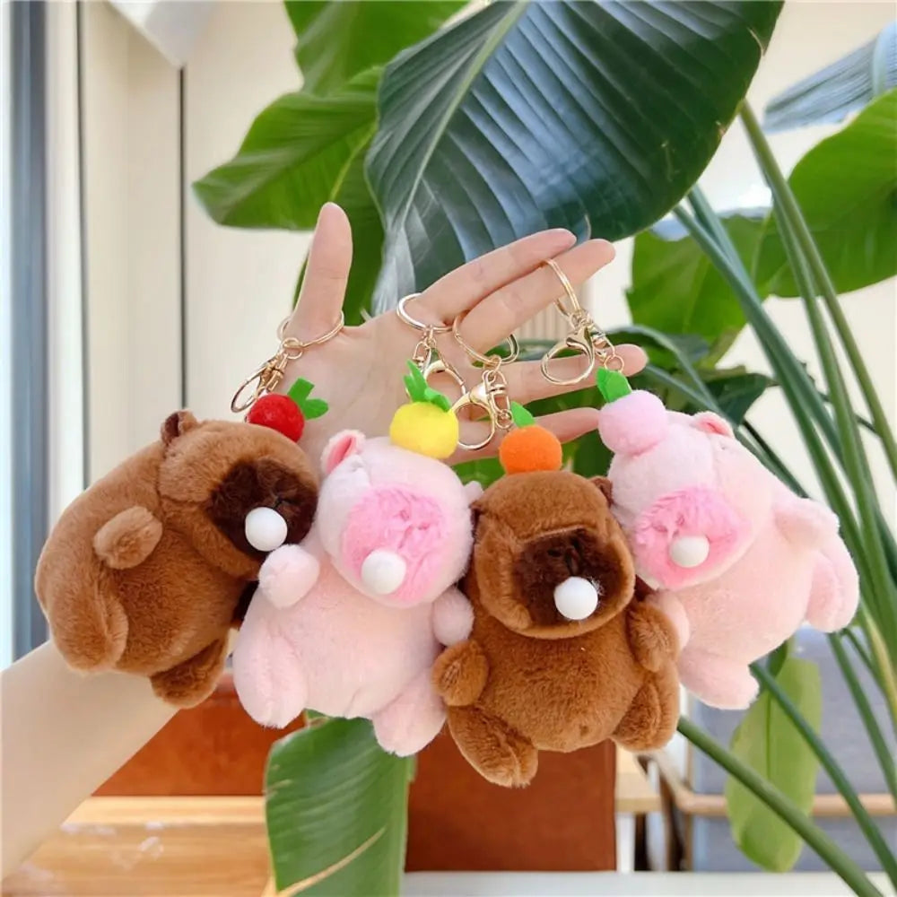 Soft capybara squishy keychain that spits bubbles when squeezed
