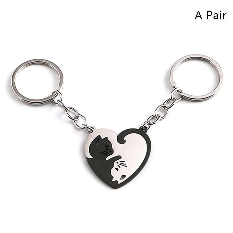 Hugging Cats Couple Keychain