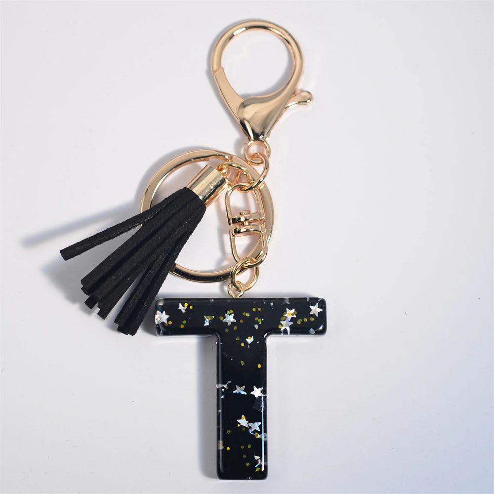Glitter Initial Tassel Keychain (A–Z)
