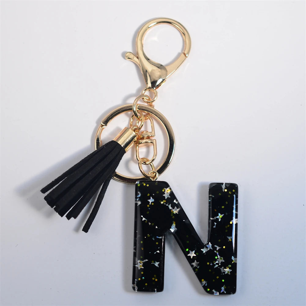 Glitter Initial Tassel Keychain (A–Z)