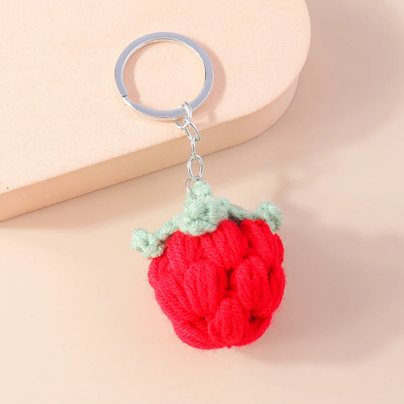 Crochet Strawberry & Daisy Keychain