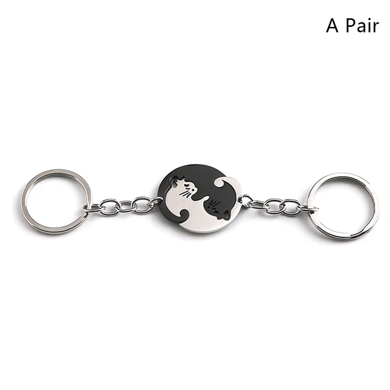 Hugging Cats Couple Keychain