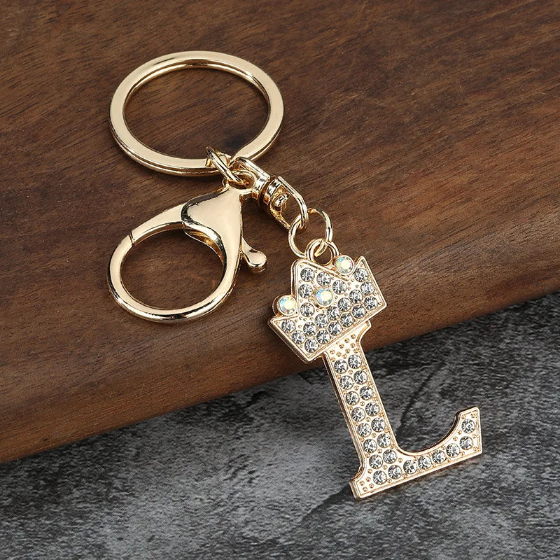 Rhinestone Initial Keychain