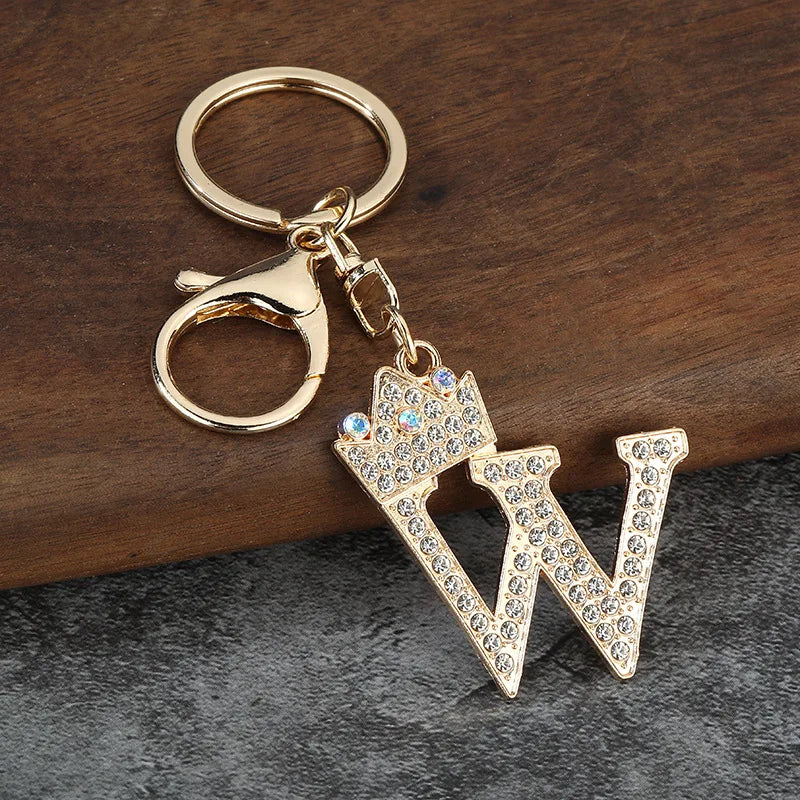 Rhinestone Initial Keychain