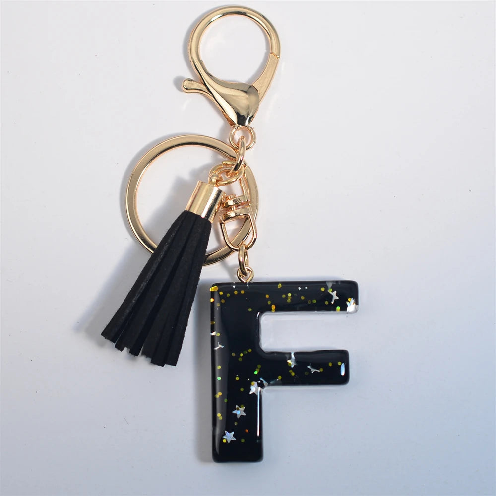 Glitter Initial Tassel Keychain (A–Z)
