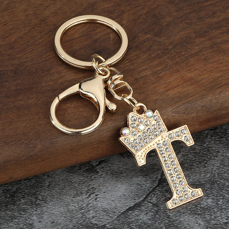 Rhinestone Initial Keychain