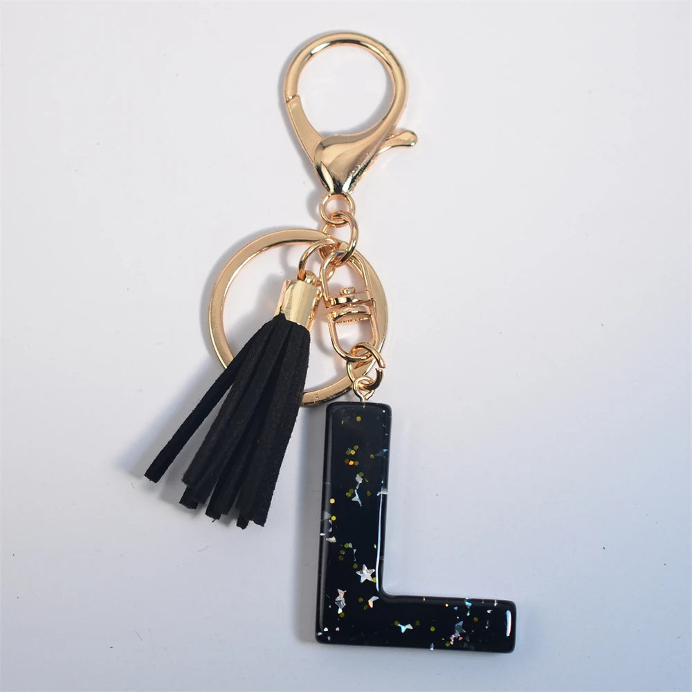 Glitter Initial Tassel Keychain (A–Z)