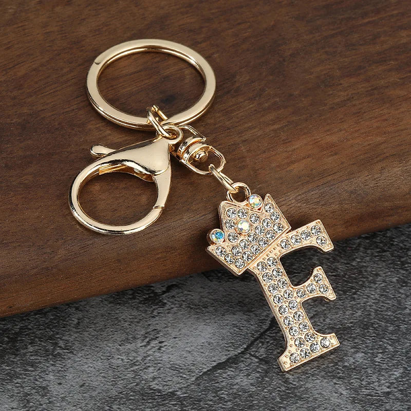 Rhinestone Initial Keychain