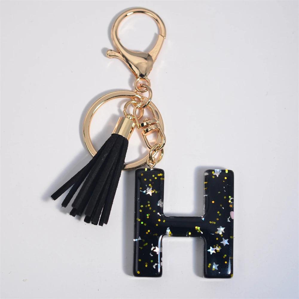 Glitter Initial Tassel Keychain (A–Z)