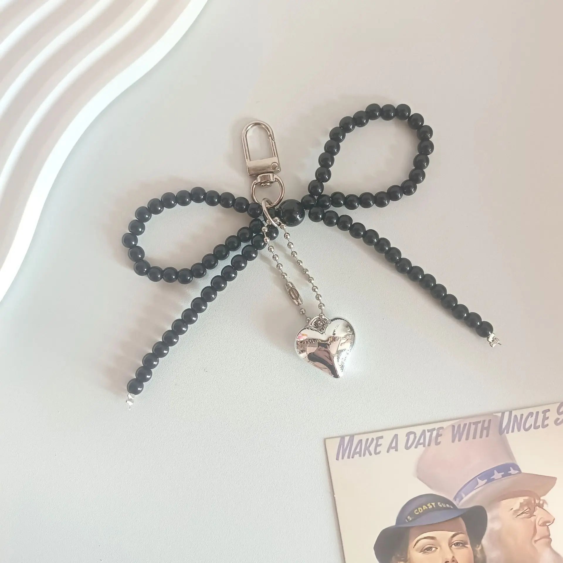 Pearl & Lace Bow Bag Charm