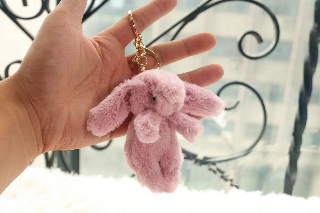 Rabbit Pompom Plush Keychain
