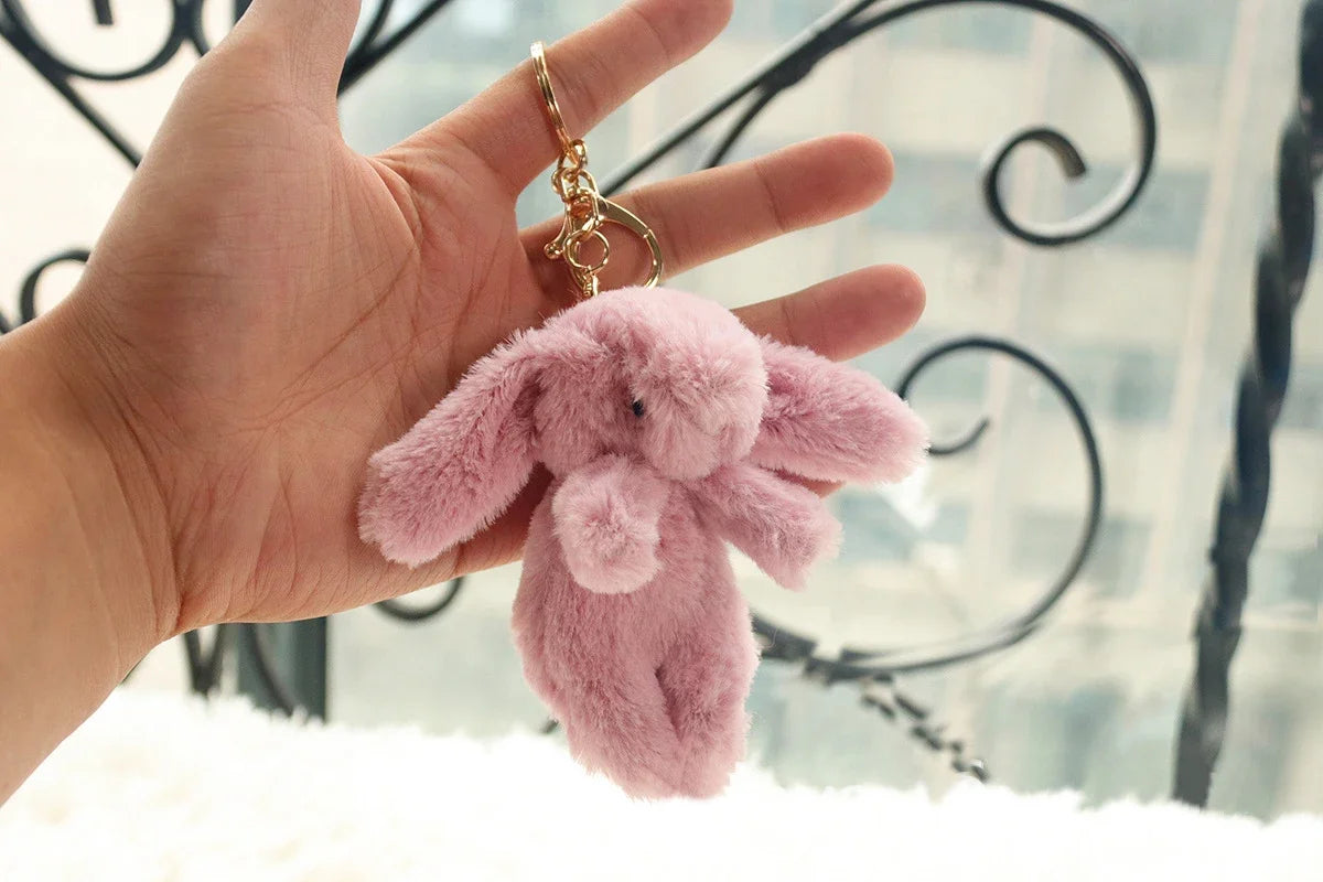 Rabbit Pompom Plush Keychain