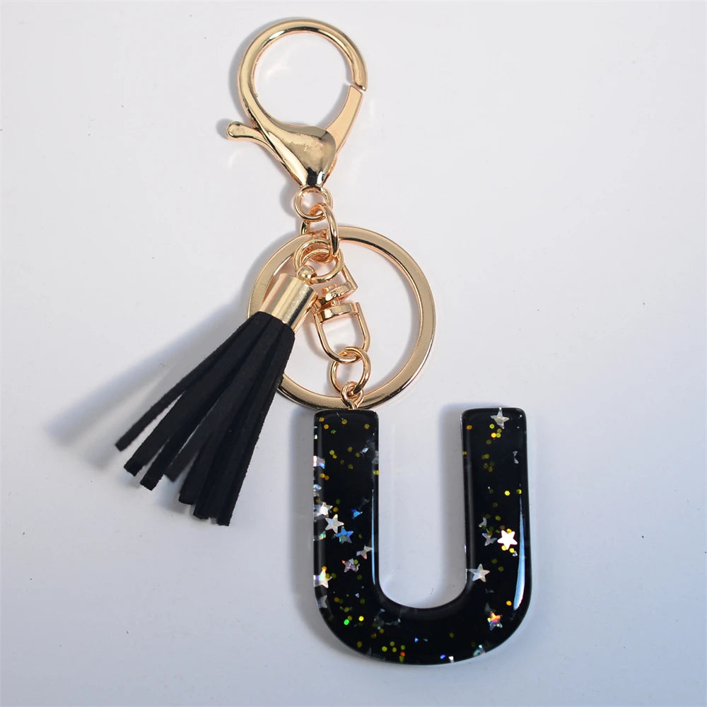 Glitter Initial Tassel Keychain (A–Z)
